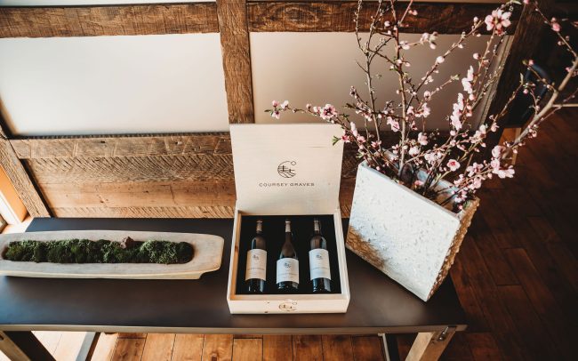 Gift set of Coursey Graves wine in a special wood box