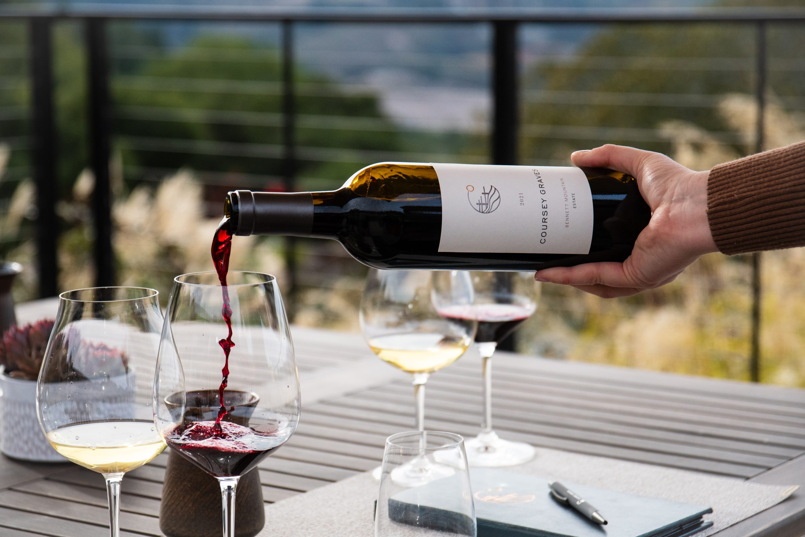 Pouring a glass of Coursey Graves wine